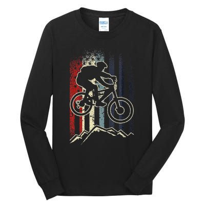 Dirt Bike Mtb Downhill Mountain American Us Flag Tall Long Sleeve T-Shirt