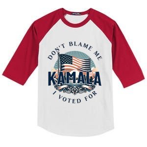 DonT Blame Me I Voted For Kamala Pro Harris Supporter Kids Colorblock Raglan Jersey