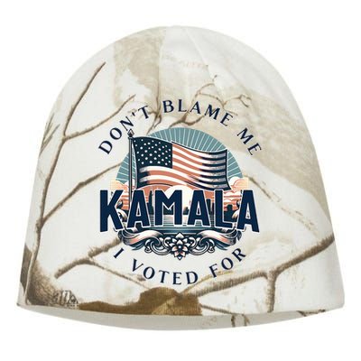 DonT Blame Me I Voted For Kamala Pro Harris Supporter Kati - Camo Knit Beanie