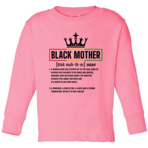 Dope Black Mother Definition Black History Month Mom Gift Toddler Long Sleeve Shirt