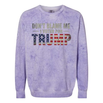 DonT Blame Me I Voted For Trump Vintage Usa Flag Patriots Colorblast Crewneck Sweatshirt