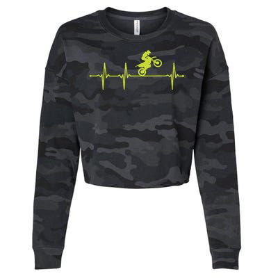 Dirt Bike Motocross Heartbeat Cropped Pullover Crew