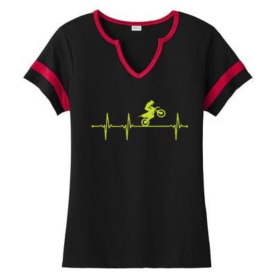 Dirt Bike Motocross Heartbeat Ladies Halftime Notch Neck Tee