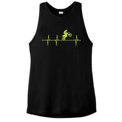 Dirt Bike Motocross Heartbeat Ladies PosiCharge Tri-Blend Wicking Tank