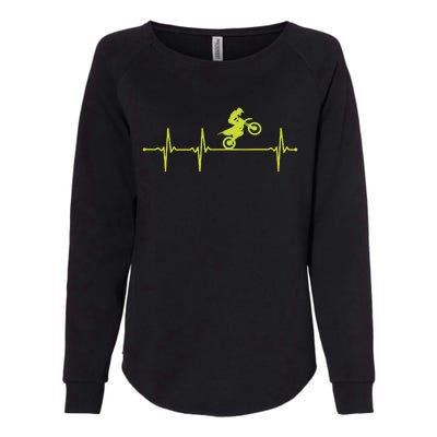 Dirt Bike Motocross Heartbeat Womens California Wash Sweatshirt