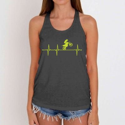 Dirt Bike Motocross Heartbeat Women's Knotted Racerback Tank