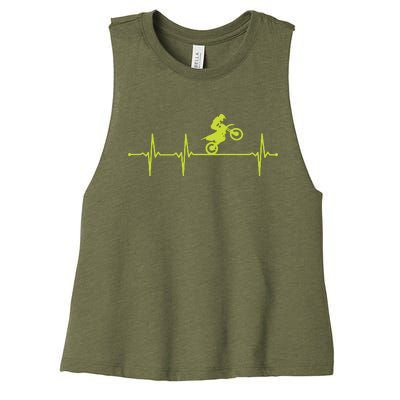 Dirt Bike Motocross Heartbeat Women's Racerback Cropped Tank