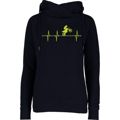 Dirt Bike Motocross Heartbeat Womens Funnel Neck Pullover Hood