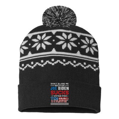 DonT Blame Me Cuz Joe Biden Sucks I Voted For Trump 2024 USA-Made Snowflake Beanie