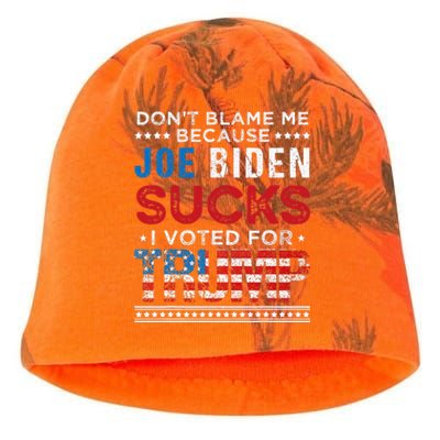 DonT Blame Me Cuz Joe Biden Sucks I Voted For Trump 2024 Kati - Camo Knit Beanie