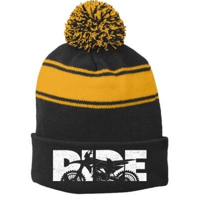 Dirt Bike Motocross Apparel  Motocross Dirt Bike Stripe Pom Pom Beanie