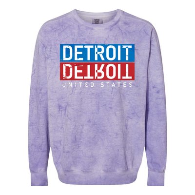 Detroit Block Mirrored Logo Colorblast Crewneck Sweatshirt