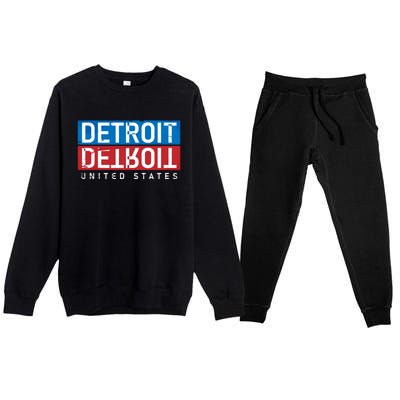 Detroit Block Mirrored Logo Premium Crewneck Sweatsuit Set