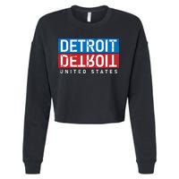 Detroit Block Mirrored Logo Cropped Pullover Crew