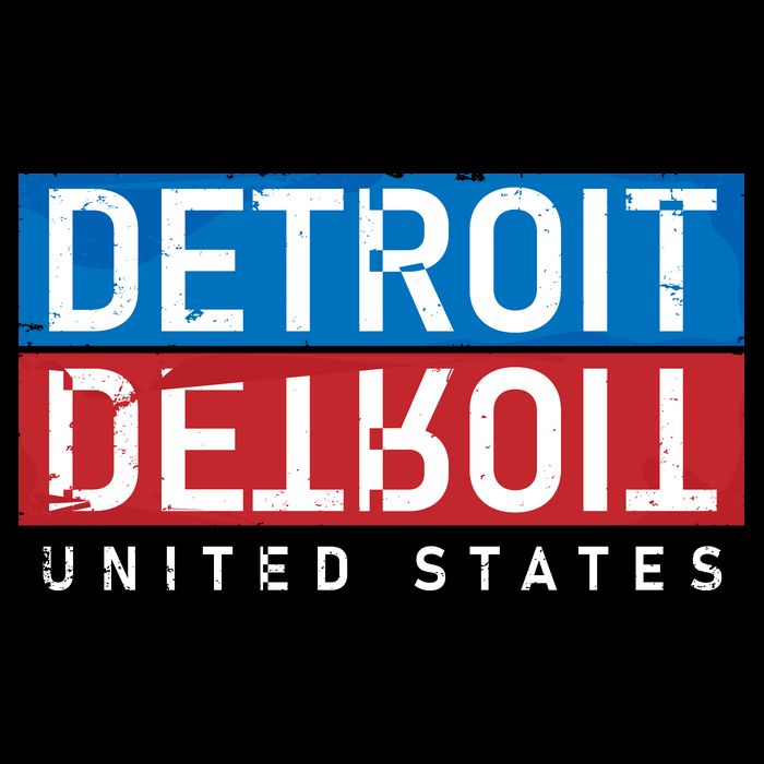 Detroit Block Mirrored Logo Cropped Pullover Crew