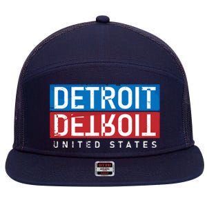 Detroit Block Mirrored Logo 7 Panel Mesh Trucker Snapback Hat