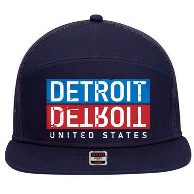 Detroit Block Mirrored Logo 7 Panel Mesh Trucker Snapback Hat