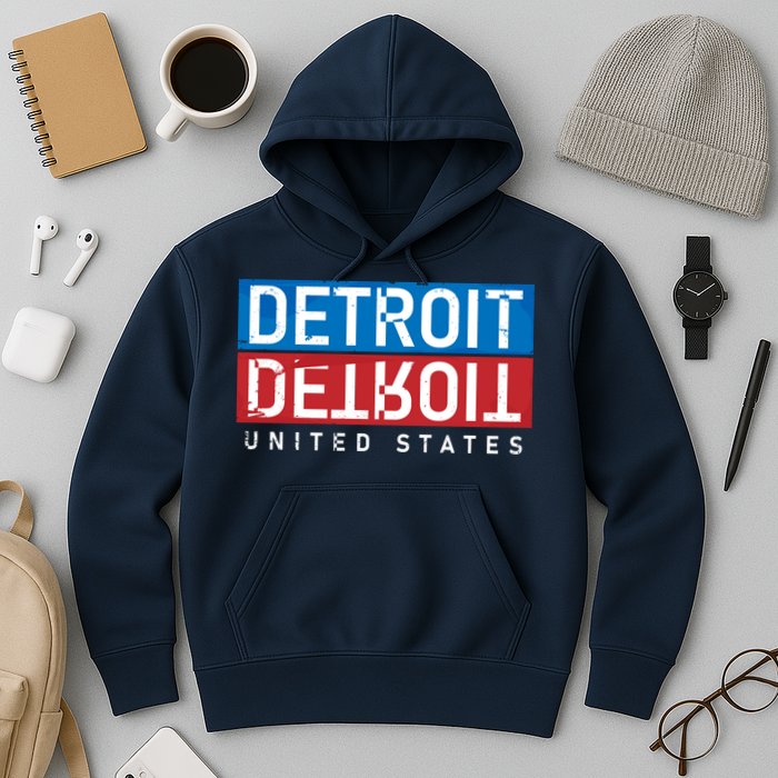 Detroit Block Mirrored Logo Hoodie