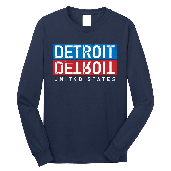 Detroit Block Mirrored Logo Long Sleeve Shirt