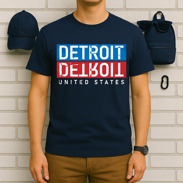 Detroit Block Mirrored Logo T-Shirt