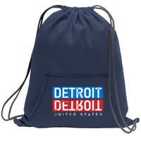 Detroit Block Mirrored Logo Sweatshirt Cinch Pack Bag