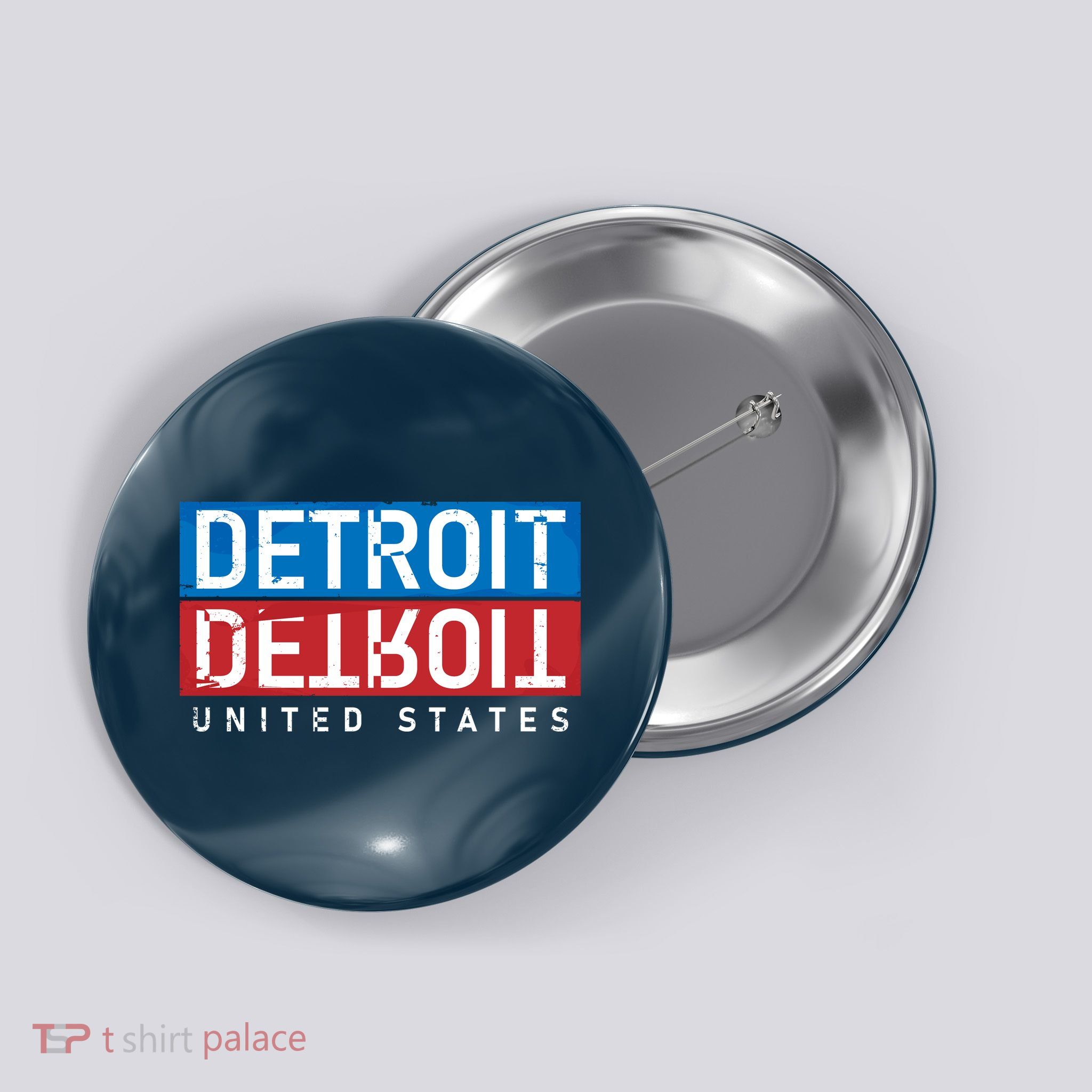Detroit Block Mirrored Logo Button