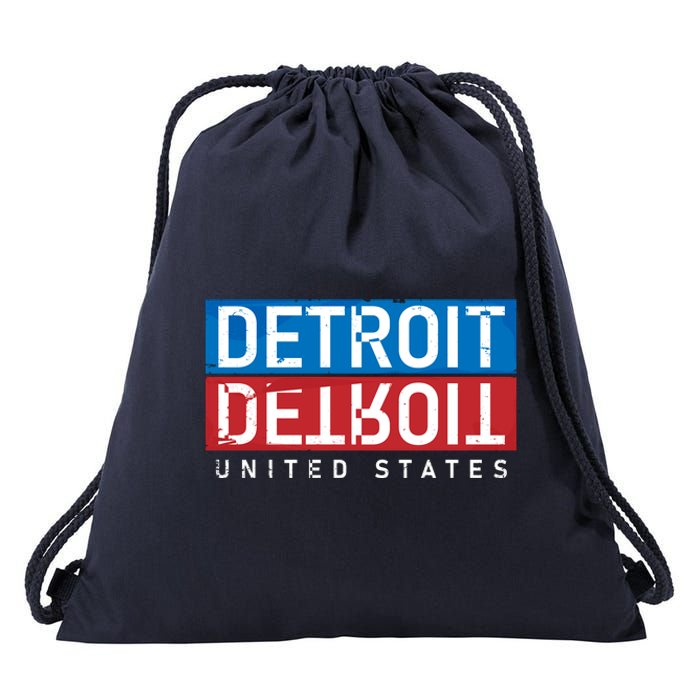 Detroit Block Mirrored Logo Drawstring Bag