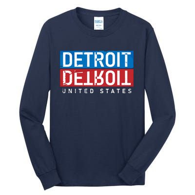 Detroit Block Mirrored Logo Tall Long Sleeve T-Shirt