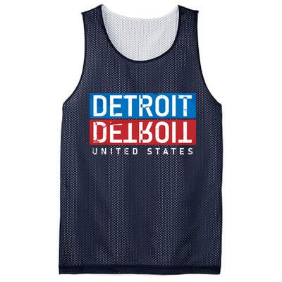 Detroit Block Mirrored Logo Mesh Reversible Basketball Jersey Tank