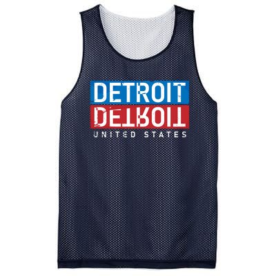 Detroit Block Mirrored Logo Mesh Reversible Basketball Jersey Tank