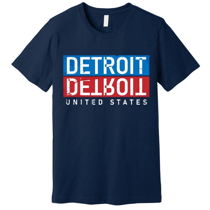 Detroit Block Mirrored Logo Premium T-Shirt
