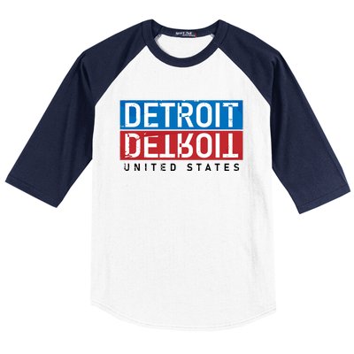 Detroit Block Mirrored Logo Baseball Sleeve Shirt