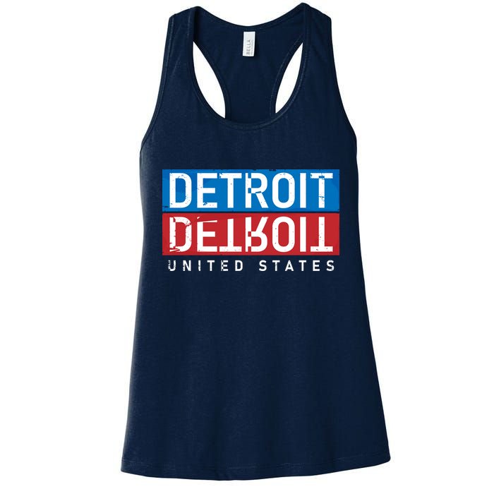 Detroit Block Mirrored Logo Womens Tank Top