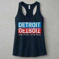 Detroit Block Mirrored Logo Womens Tank Top