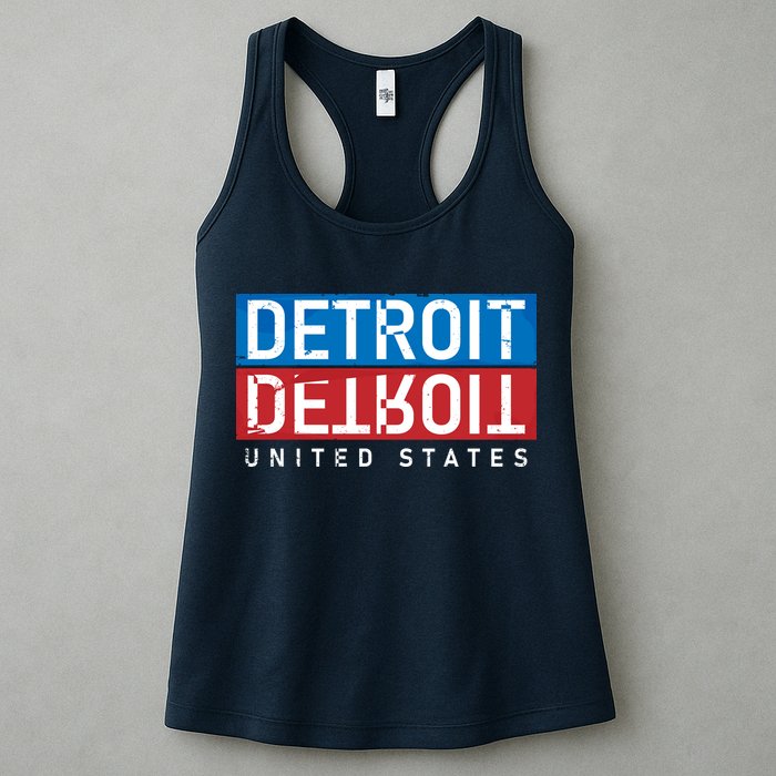 Detroit Block Mirrored Logo Womens Tank Top