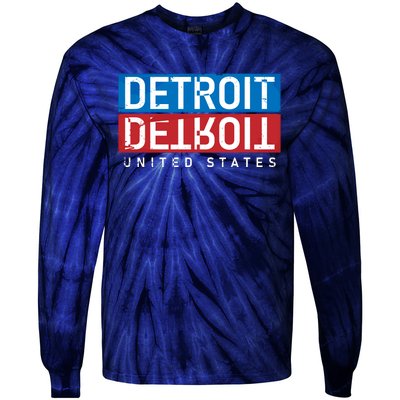 Detroit Block Mirrored Logo Tie-Dye Long Sleeve Shirt