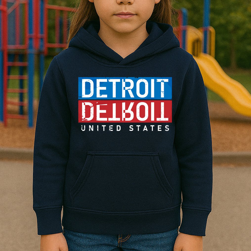 Detroit Block Mirrored Logo Kids Hoodie