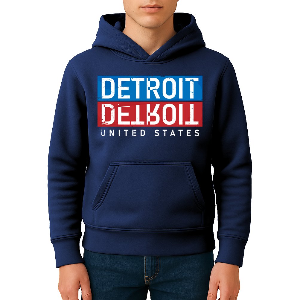Detroit Block Mirrored Logo Kids Hoodie