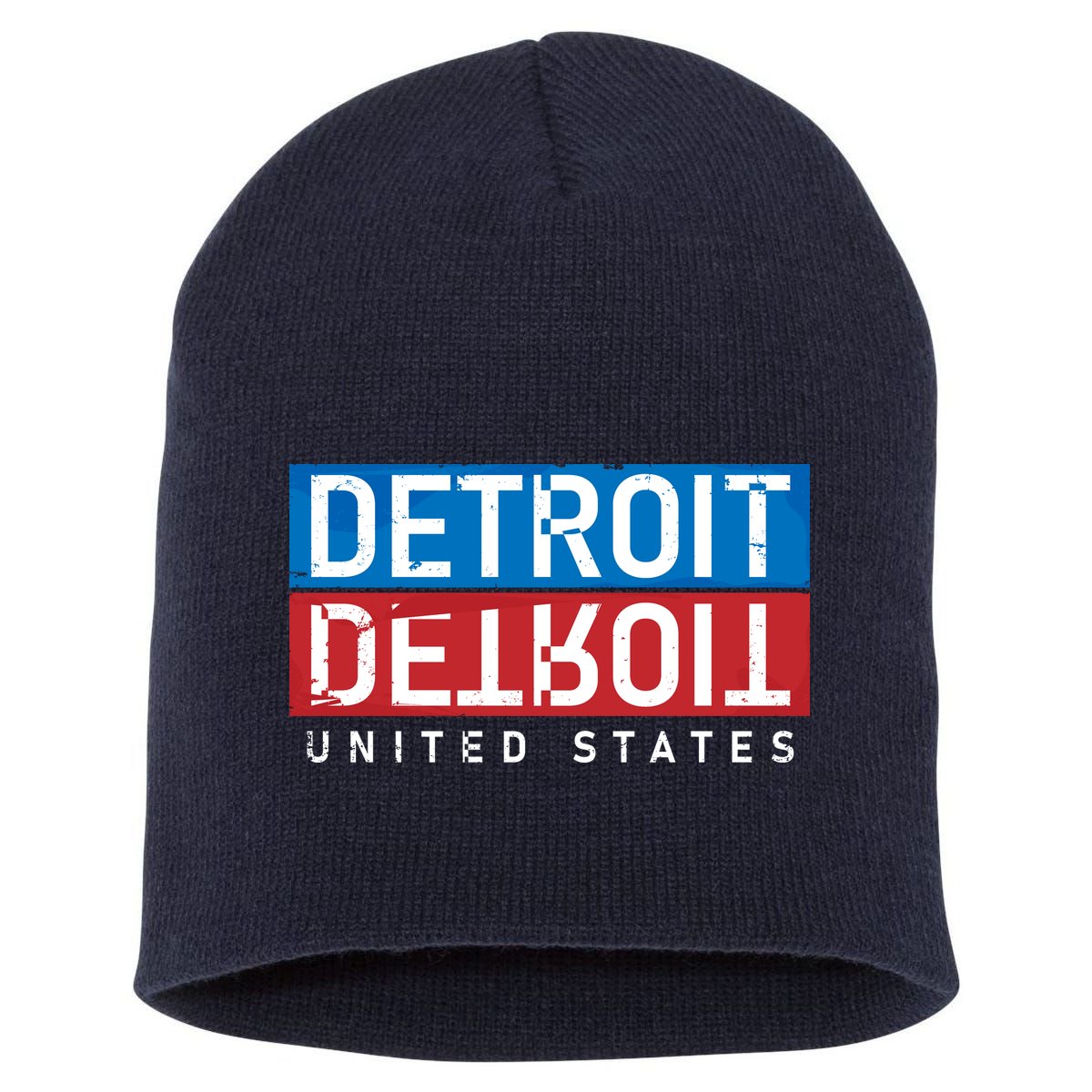 Detroit Block Mirrored Logo Short Acrylic Beanie