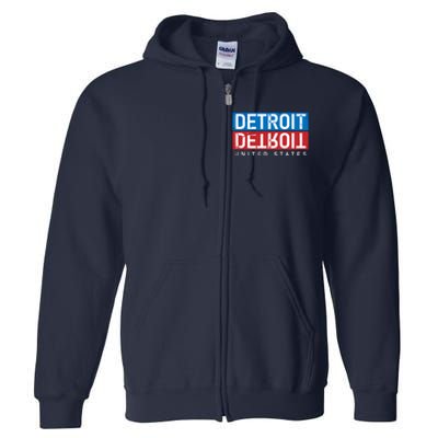 Detroit Block Mirrored Logo Full Zip Hoodie