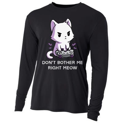 Don't Bother Me Right Meow Shirt Funny Video Gamer Kitten Cooling Performance Long Sleeve Crew