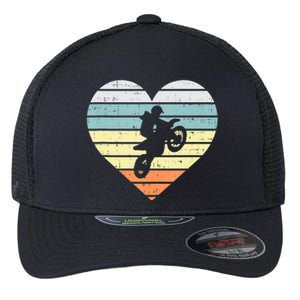 Dirt Biker Motocross Heart Retro Track Racing Riding Gift Flexfit Unipanel Trucker Cap