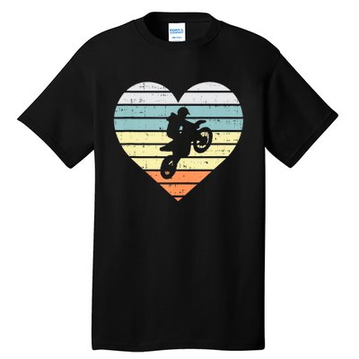 Dirt Biker Motocross Heart Retro Track Racing Riding Gift Tall T-Shirt