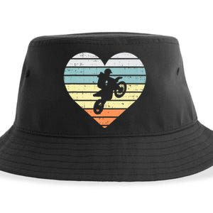 Dirt Biker Motocross Heart Retro Track Racing Riding Gift Sustainable Bucket Hat