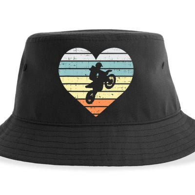 Dirt Biker Motocross Heart Retro Track Racing Riding Gift Sustainable Bucket Hat