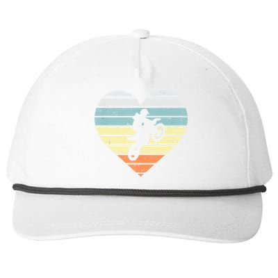 Dirt Biker Motocross Heart Retro Track Racing Riding Gift Snapback Five-Panel Rope Hat