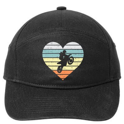 Dirt Biker Motocross Heart Retro Track Racing Riding Gift 7-Panel Snapback Hat