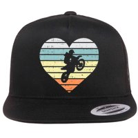 Dirt Biker Motocross Heart Retro Track Racing Riding Gift Flat Bill Trucker Hat