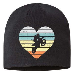 Dirt Biker Motocross Heart Retro Track Racing Riding Gift Sustainable Beanie