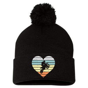 Dirt Biker Motocross Heart Retro Track Racing Riding Gift Pom Pom 12in Knit Beanie